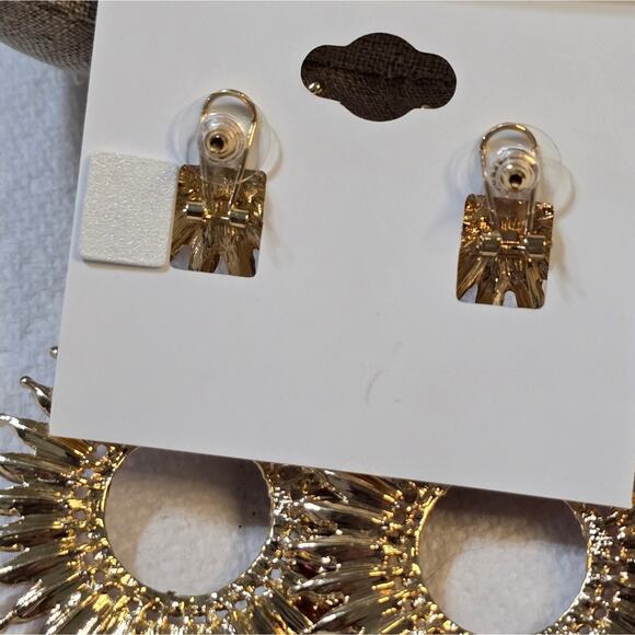 Natasha Gorgeous Pink Iridescent Starburst Chandelier Earrings New! - Picture 7 of 7